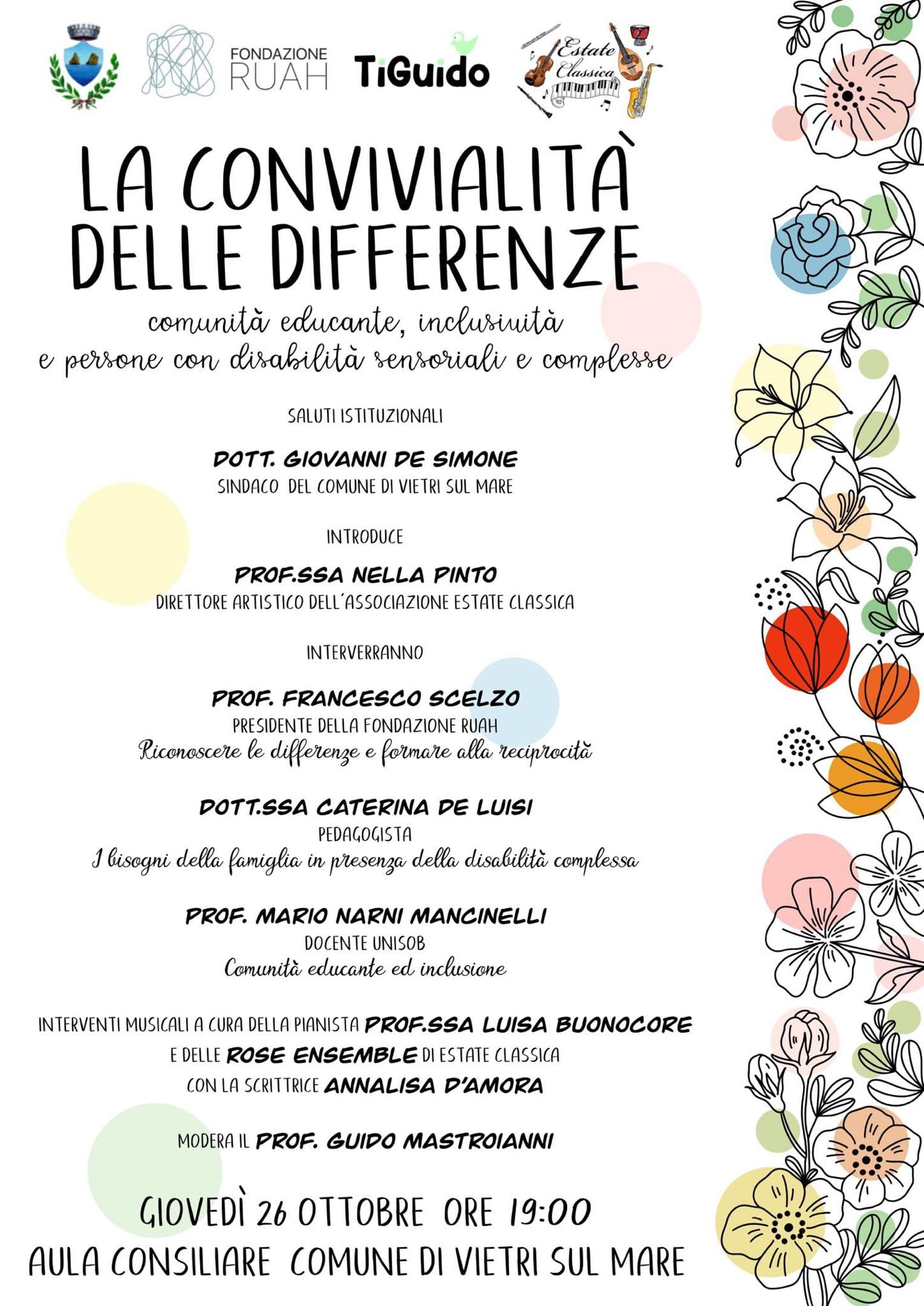 La convivialità delle differenze”, il 26 ottobre a Vietri sul Mare l'evento  di sensibilizzazione ed inclusione di persone con disabilità — Gazzetta di  Salerno