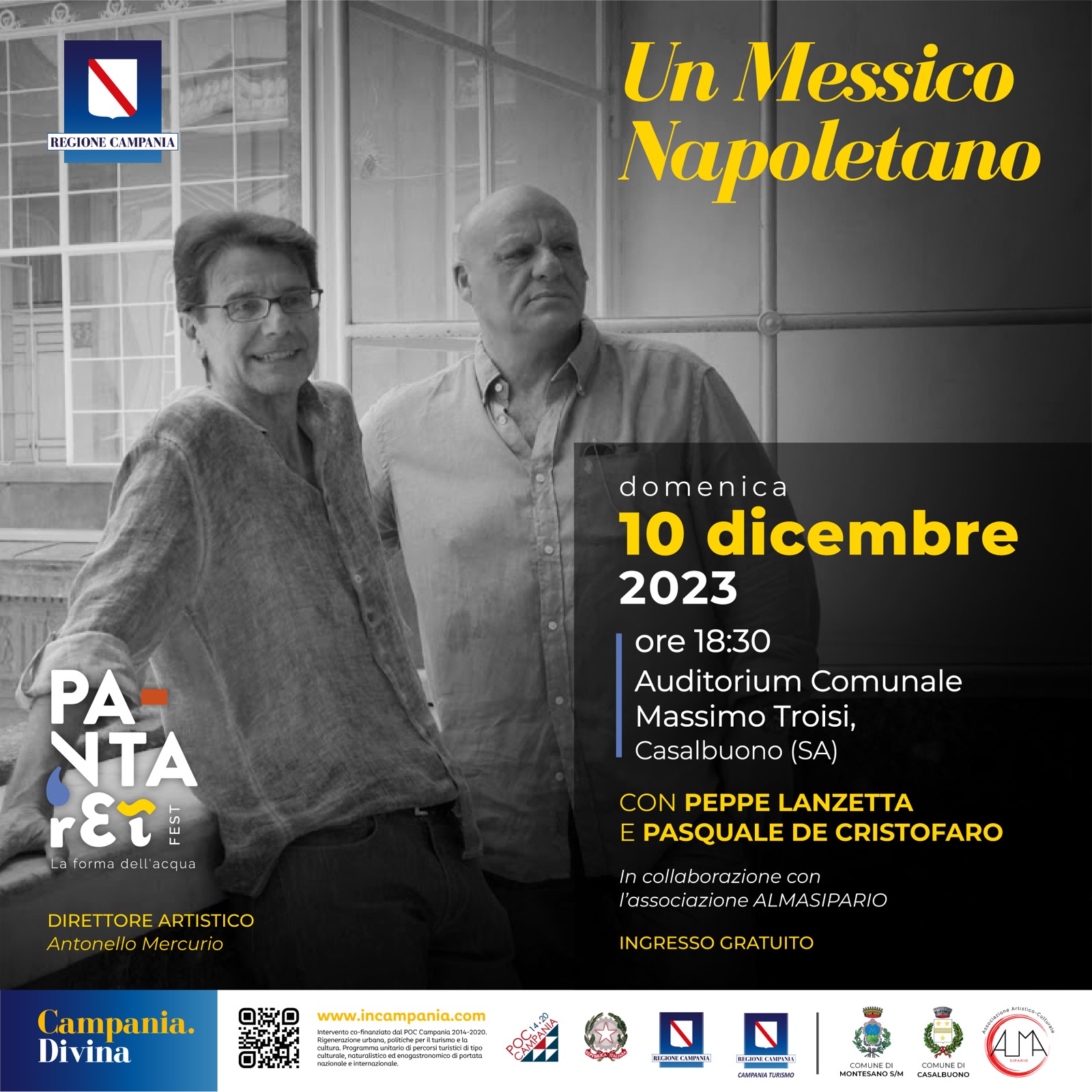 Lectura de la obra ‘Un México napolitano’ con Pepe Lancetta y Pasquale Di Cristofaro en el Auditorio Municipal Massimo Troisi de Casalbuneo el domingo 10