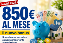 bonus agevolazione 850€ al mese come ottenerlo