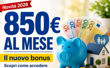 bonus agevolazione 850€ al mese come ottenerlo